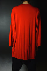 EXTRA WIDE ONE PIECE LONG SLEEVE T-SHIRTS / CORAL RED