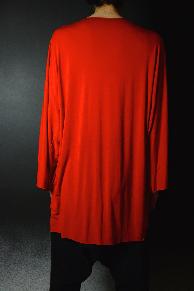 EXTRA WIDE ONE PIECE LONG SLEEVE T-SHIRTS / CORAL RED