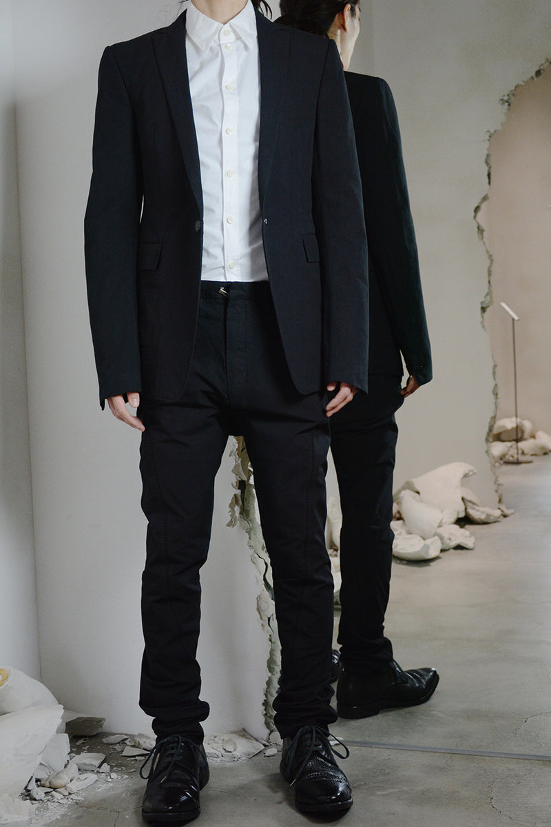 OBJECT DYED UNLINED, VISIBLE MELTLOCK, 1 BUTTON JACKET