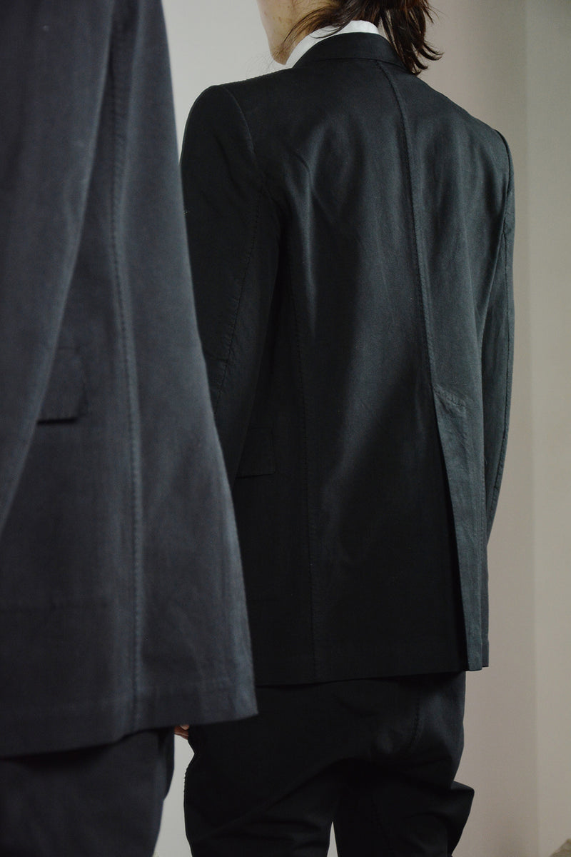 OBJECT DYED UNLINED, VISIBLE MELTLOCK, 1 BUTTON JACKET