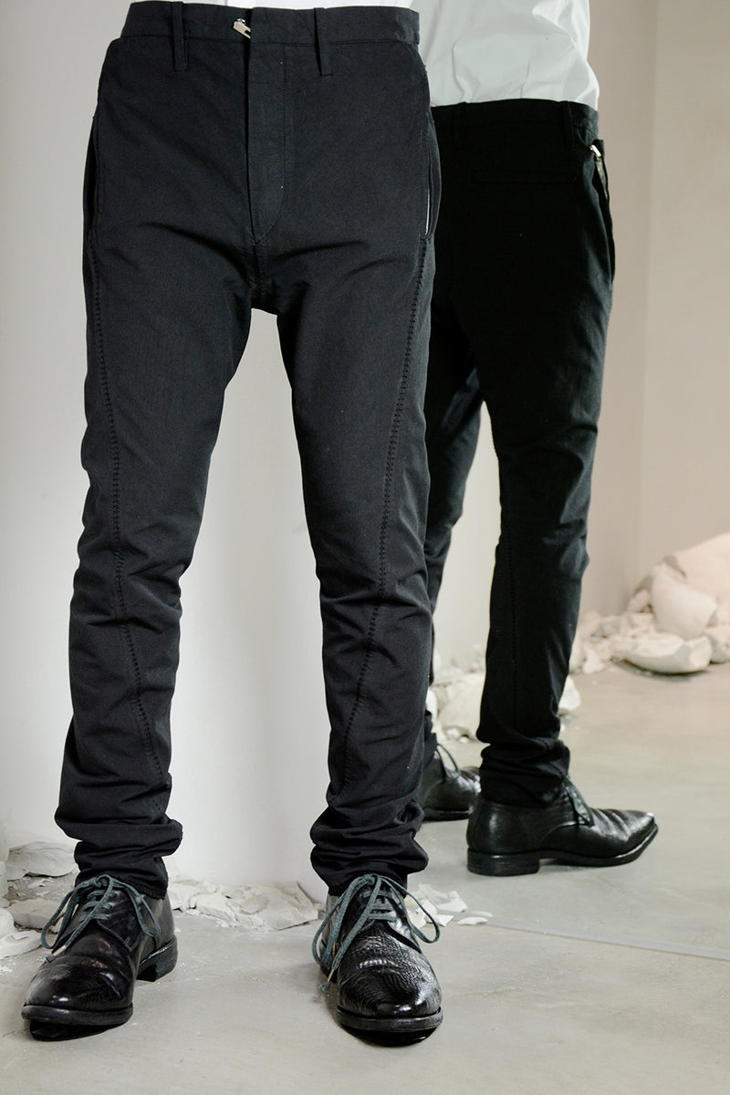 OBJECT DYED VISIBLE MELTLOCK FRONT-ZIP TROUSERS