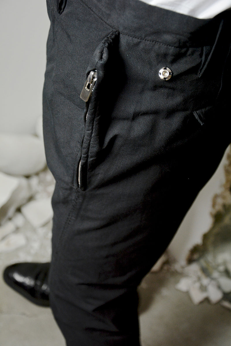 OBJECT DYED VISIBLE MELTLOCK FRONT-ZIP TROUSERS