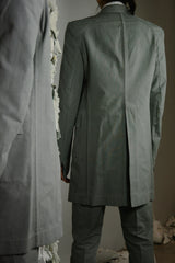 OBJECT DYED UNLINED, VISIBLE MELTLOCK, ELONGATED 2 BUTTON JACKET