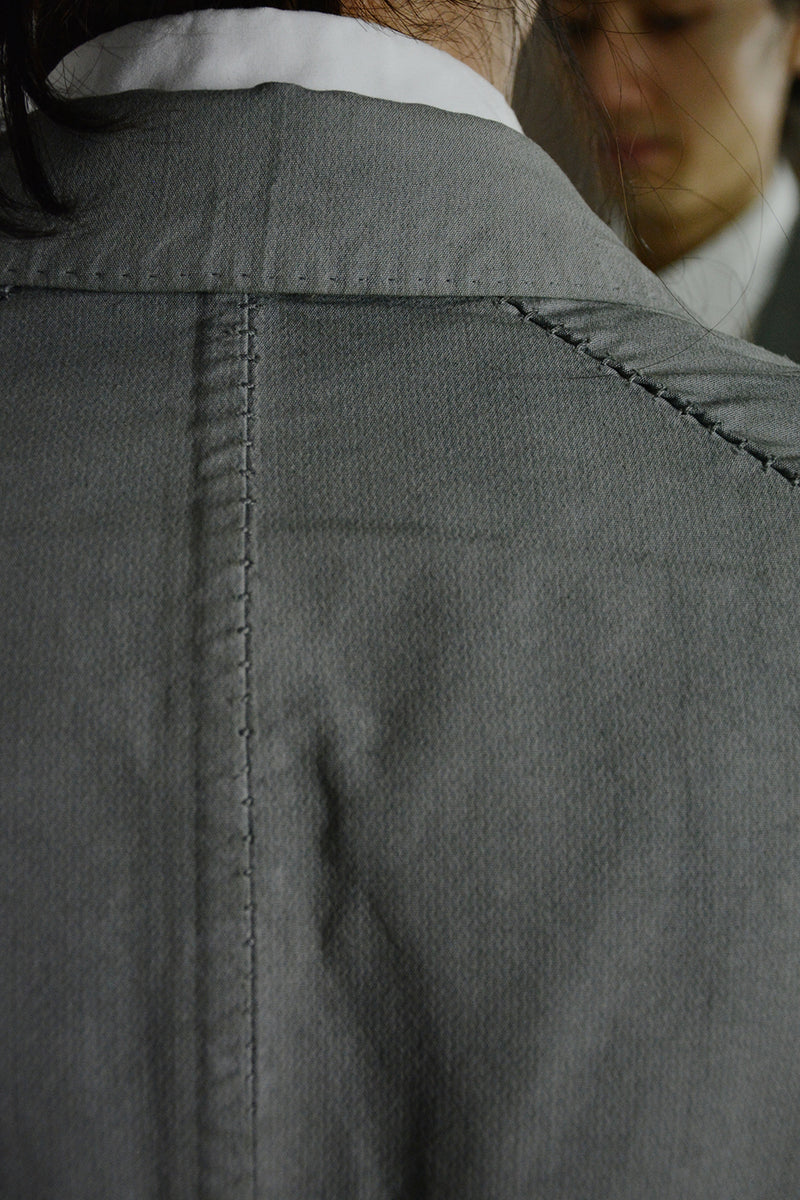 OBJECT DYED UNLINED, VISIBLE MELTLOCK, ELONGATED 2 BUTTON JACKET