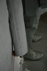 OBJECT DYED UNLINED, VISIBLE MELTLOCK, ELONGATED 2 BUTTON JACKET