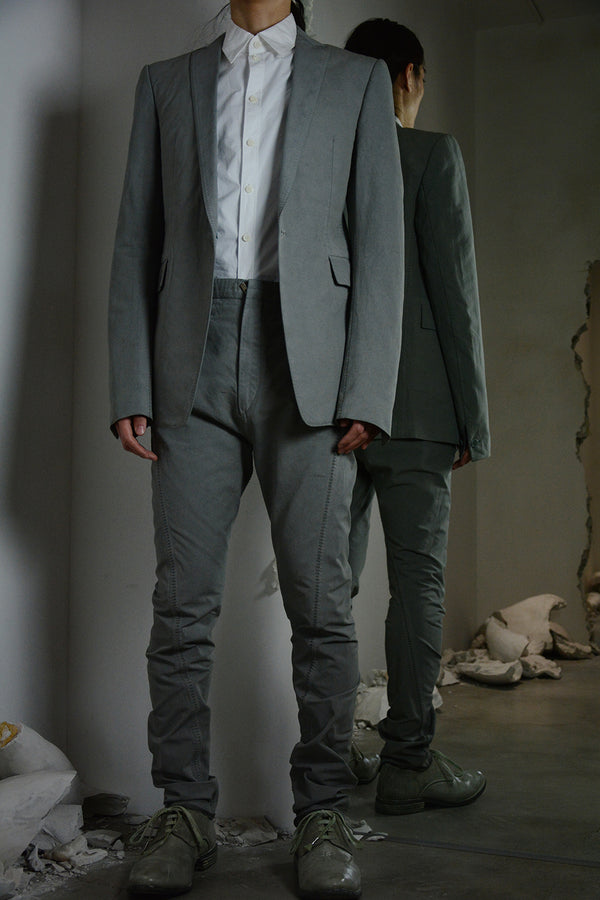OBJECT DYED UNLINED, VISIBLE MELTLOCK, 1 BUTTON JACKET