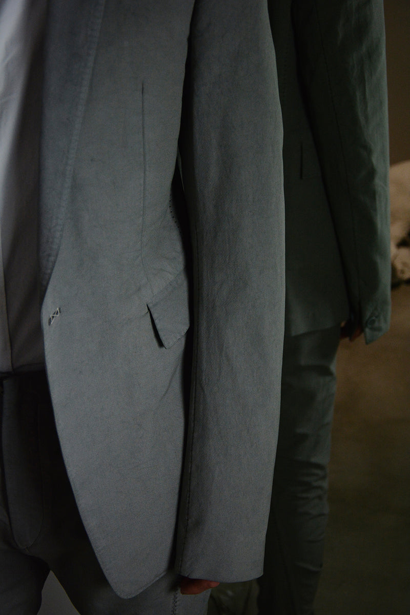 OBJECT DYED UNLINED, VISIBLE MELTLOCK, 1 BUTTON JACKET