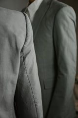 OBJECT DYED UNLINED, VISIBLE MELTLOCK, 1 BUTTON JACKET