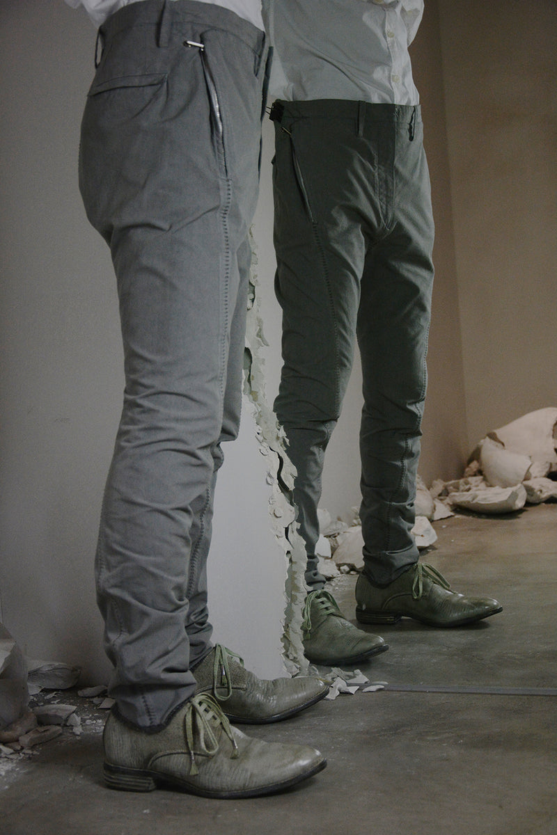 OBJECT DYED VISIBLE MELTLOCK FRONT-ZIP TROUSERS