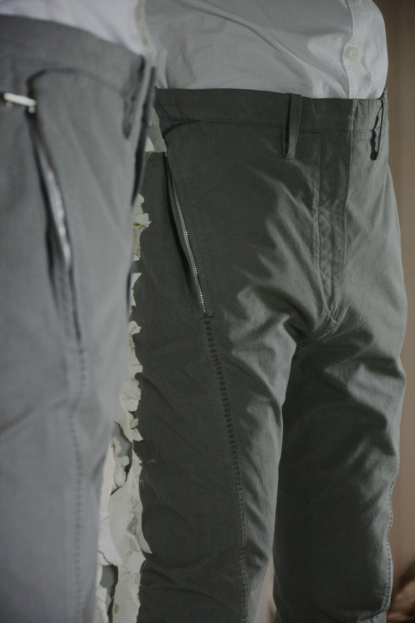 OBJECT DYED VISIBLE MELTLOCK FRONT-ZIP TROUSERS