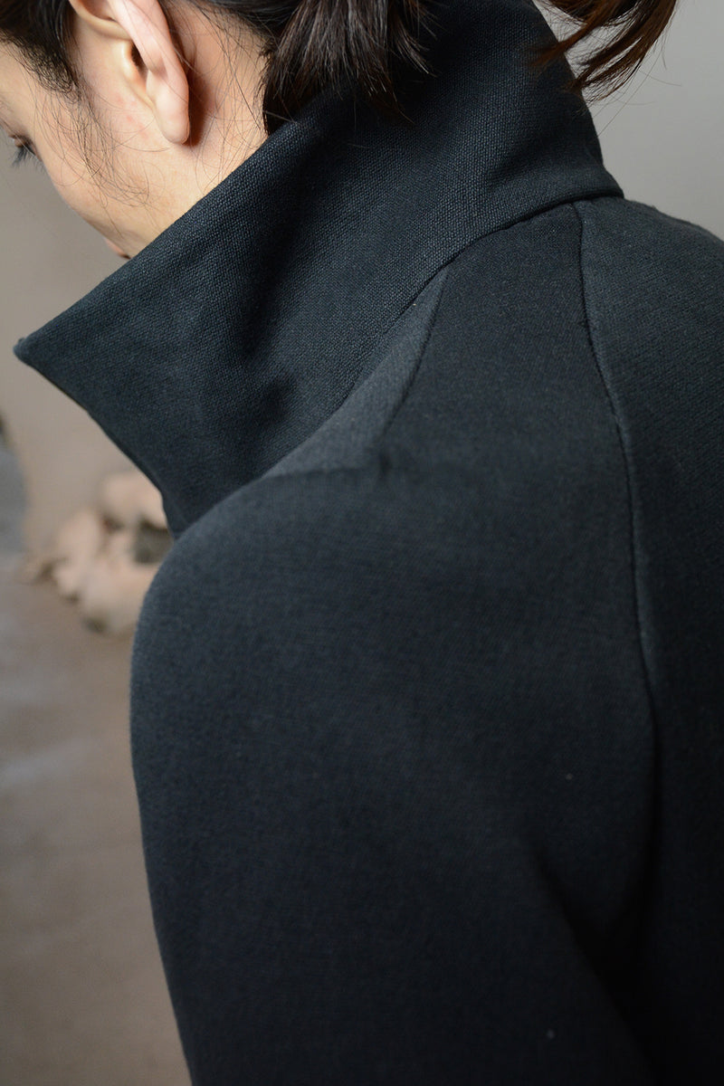 BACK RAGLAN HIGH NECK LINED COAT