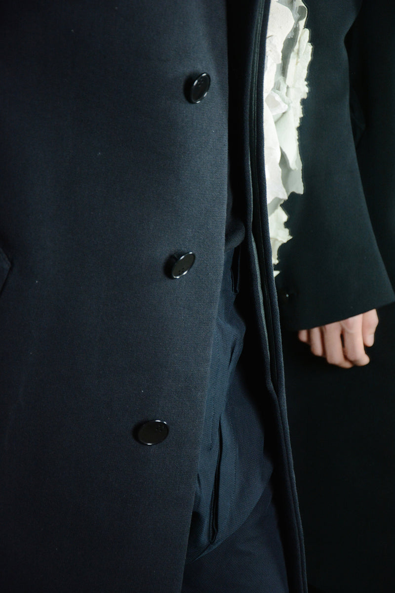 BACK RAGLAN HIGH NECK LINED COAT