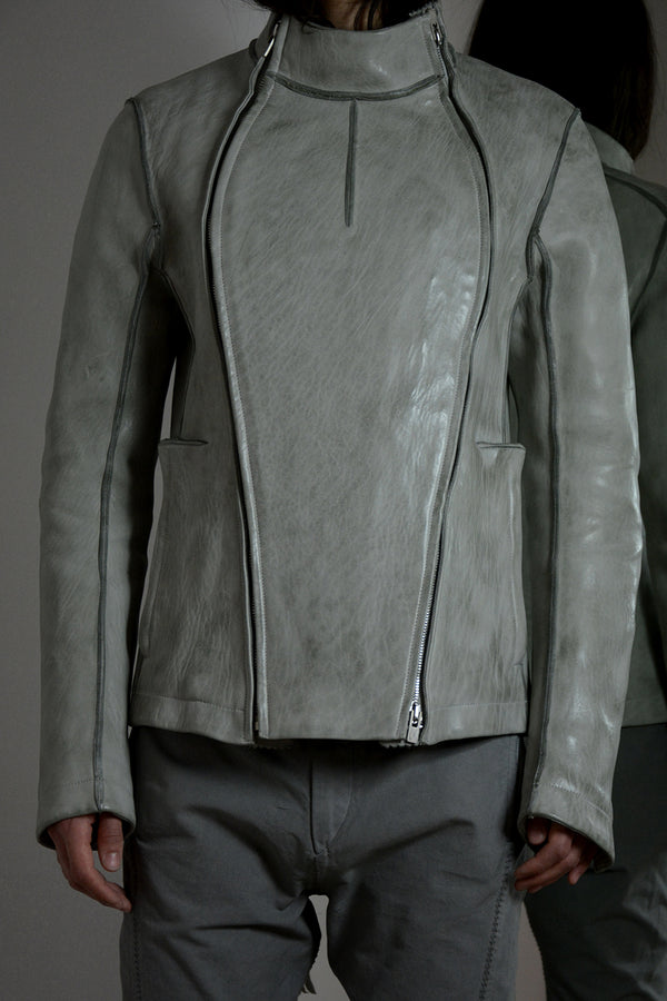 OBJECT DYED LINED PINCH SEAM 2ZIP FENCING LEATHER JACKET