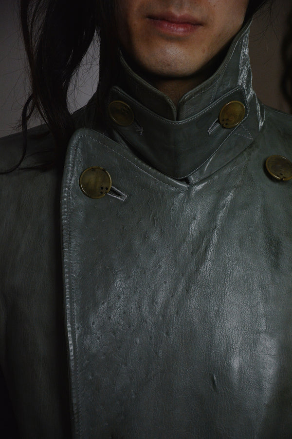 LINED-UNLINED CHAINSEAM BACK RAGLAN LEATHER TRENCH