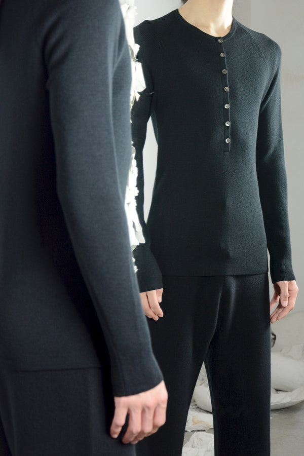 GRANDAD NECK THERMAL SWEATER