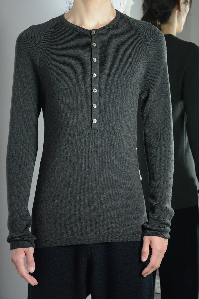 GRANDAD NECK THERMAL SWEATER