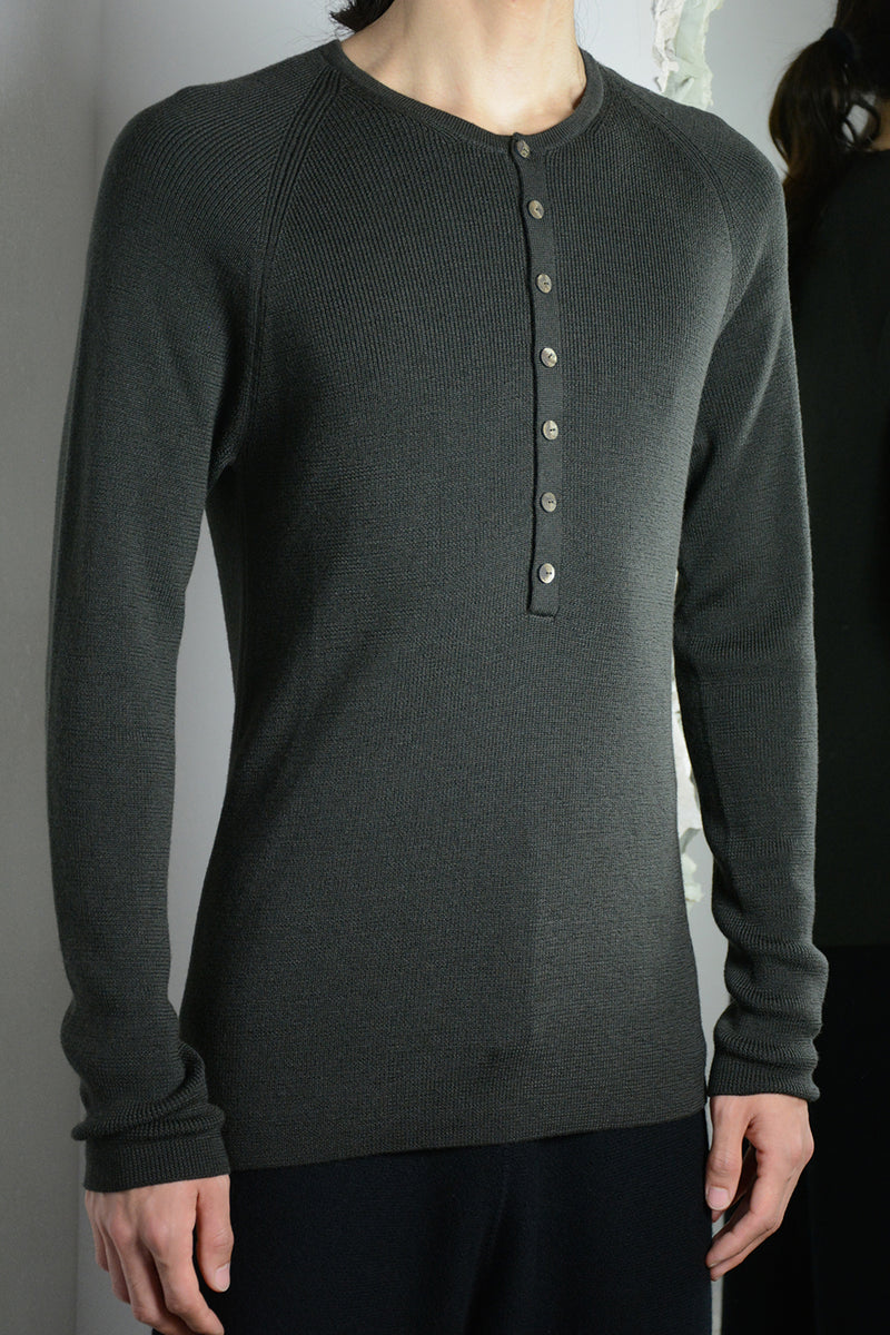GRANDAD NECK THERMAL SWEATER