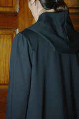LONG HOODED CARDIGAN W/SLIT POCKET