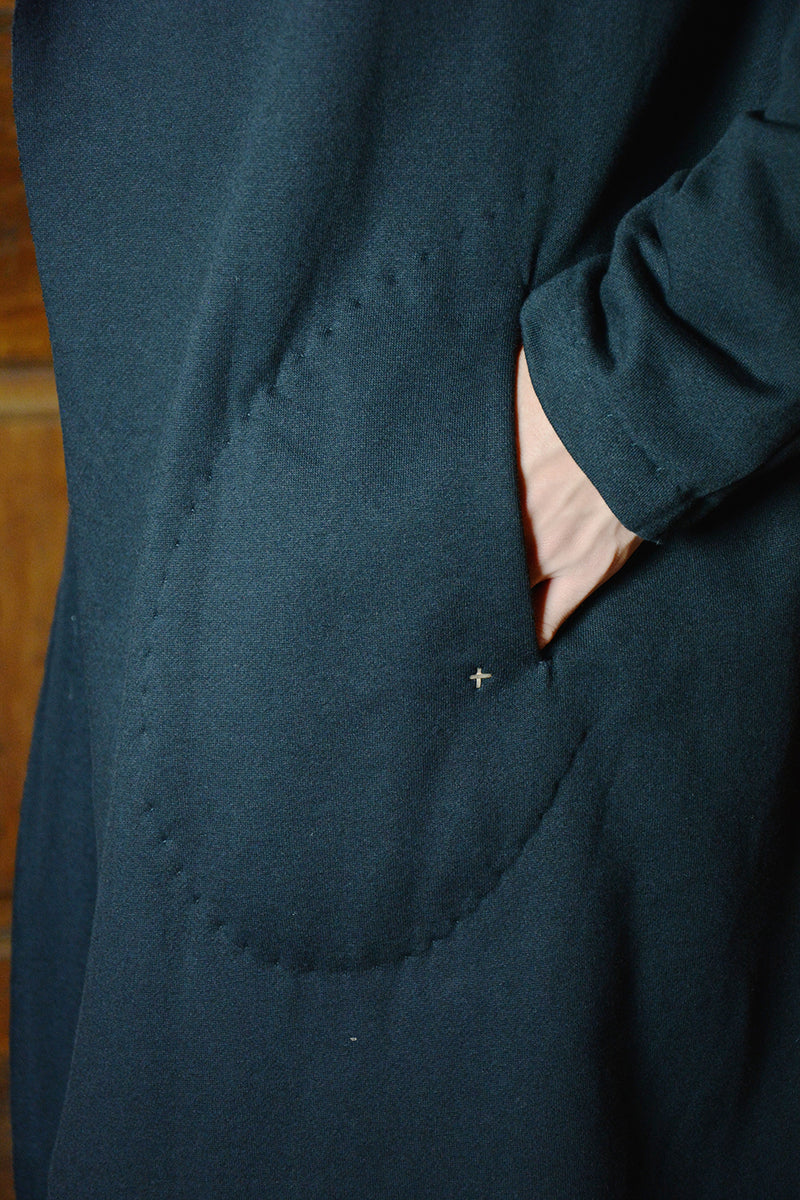 LONG HOODED CARDIGAN W/SLIT POCKET