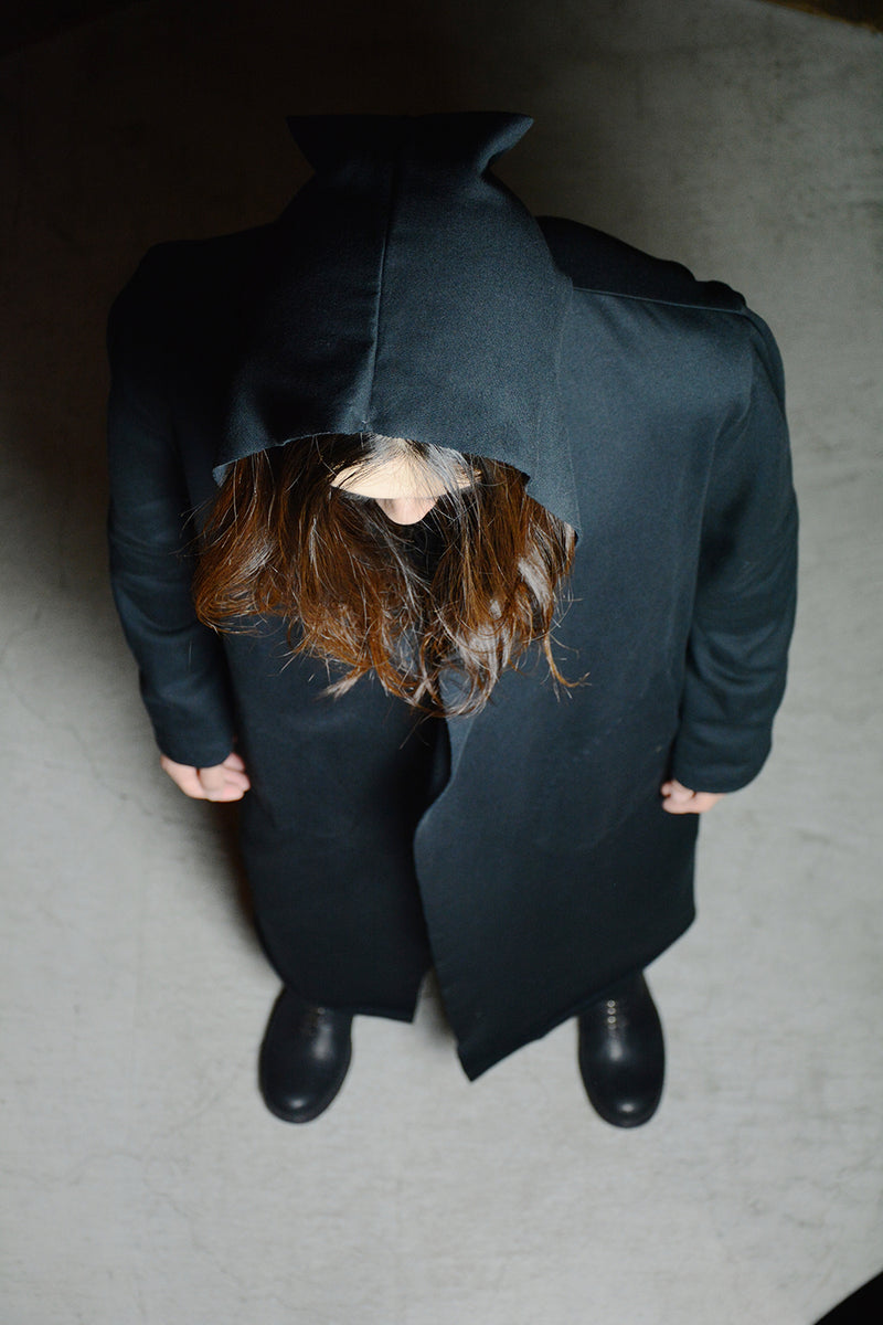 LONG HOODED CARDIGAN W/SLIT POCKET