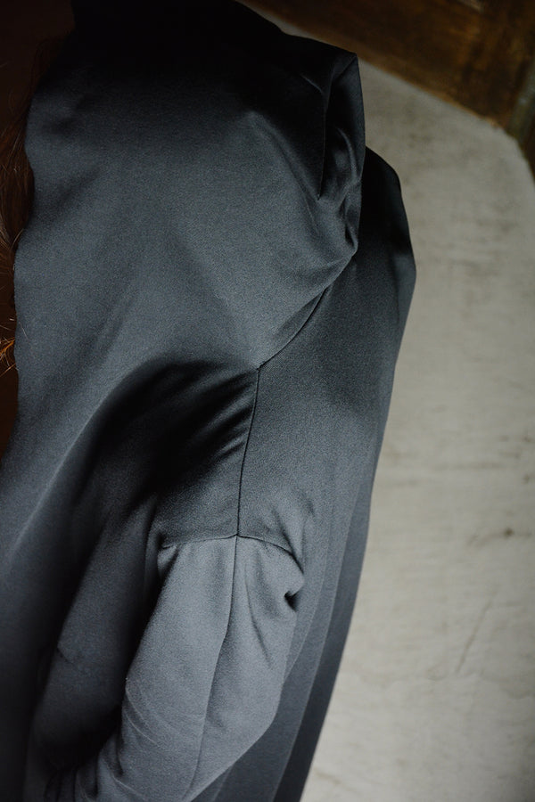 LONG HOODED CARDIGAN W/SLIT POCKET