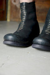 SHORT BACK ZIPPER BOOT W/MULTIPLE SILVER STAPE