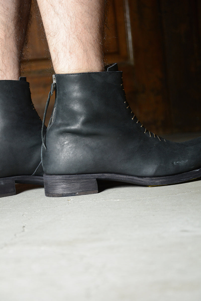 SHORT BACK ZIPPER BOOT W/MULTIPLE SILVER STAPE