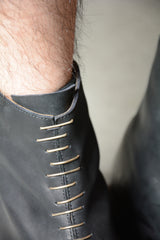 SHORT BACK ZIPPER BOOT W/MULTIPLE SILVER STAPE