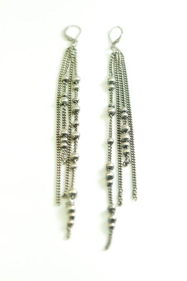 FINE PEARLS MULTI CHAINS EARRINGS