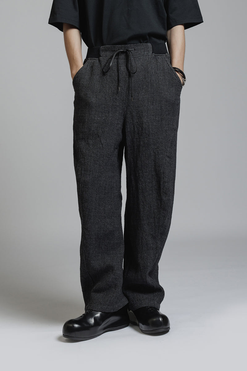 LINEN WOOL BAGGY PANTS