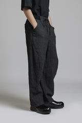 LINEN WOOL BAGGY PANTS