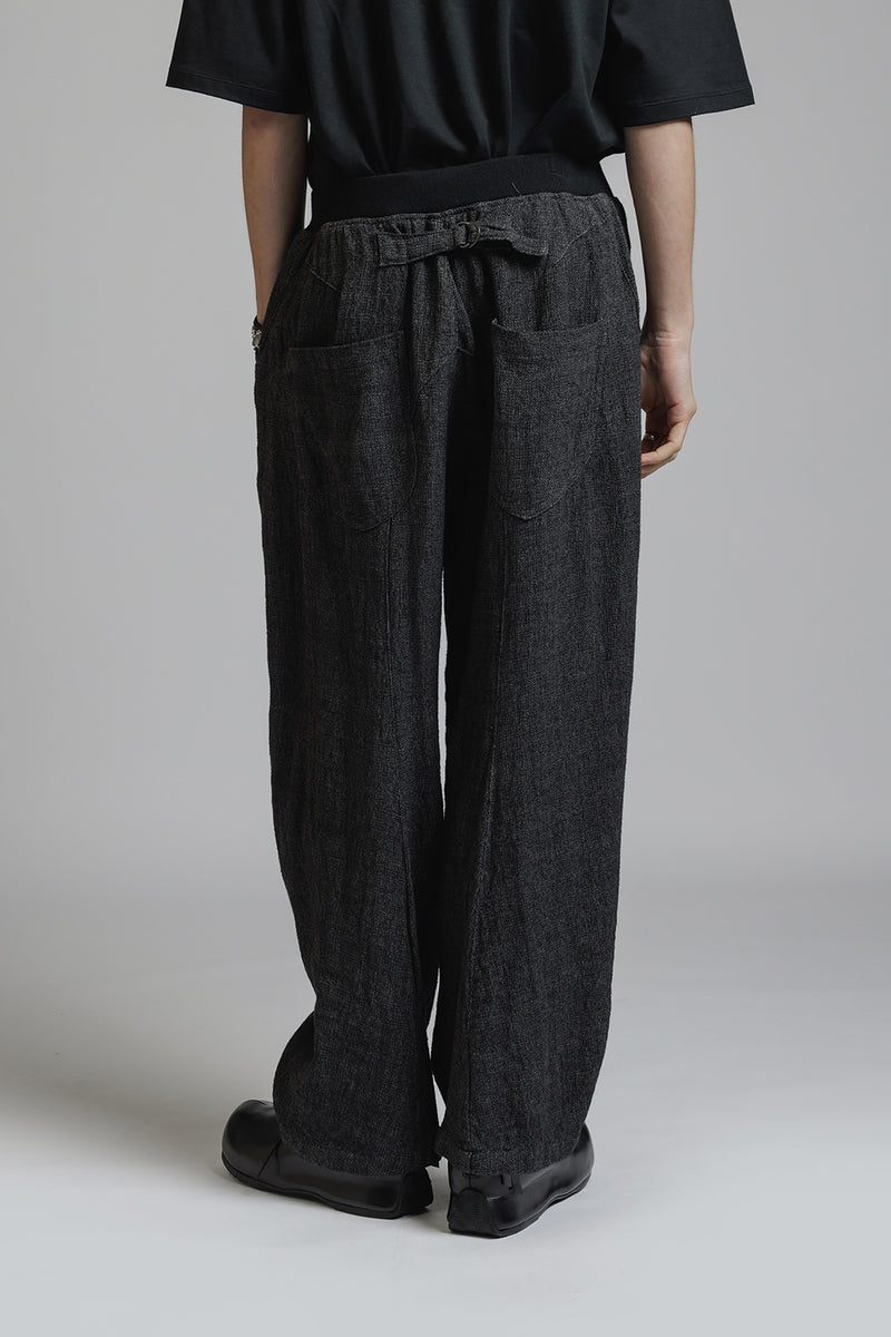 LINEN WOOL BAGGY PANTS