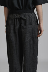 LINEN WOOL BAGGY PANTS