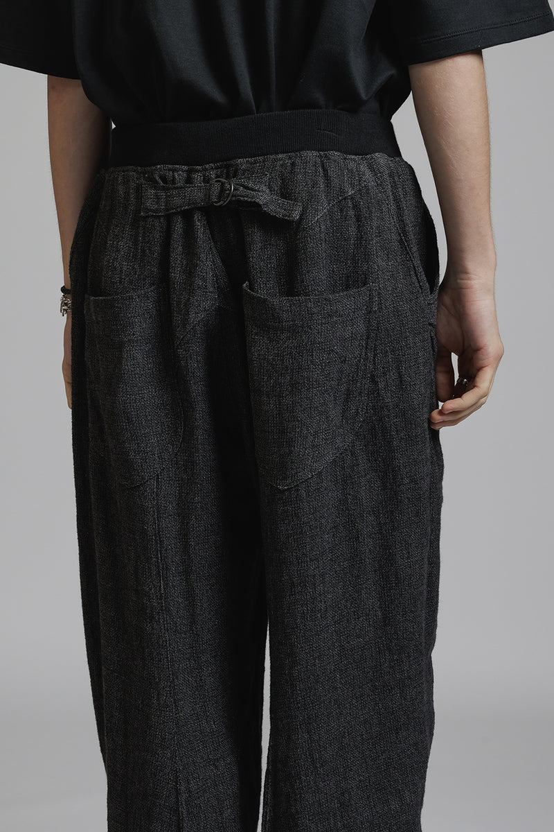 LINEN WOOL BAGGY PANTS