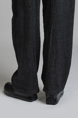 LINEN WOOL BAGGY PANTS