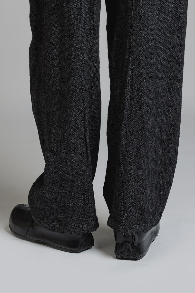 LINEN WOOL BAGGY PANTS