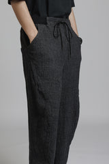 LINEN WOOL BAGGY PANTS