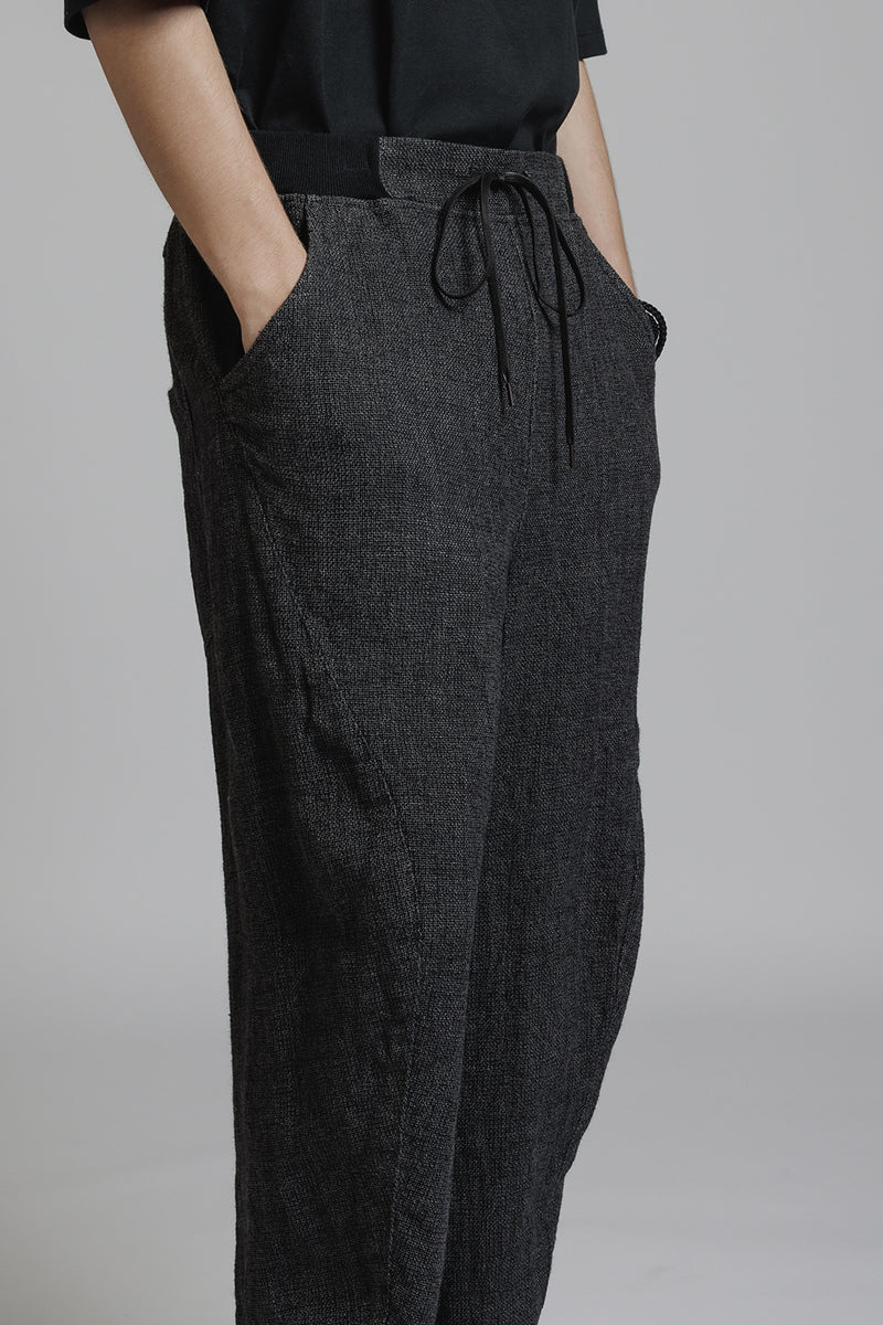 LINEN WOOL BAGGY PANTS