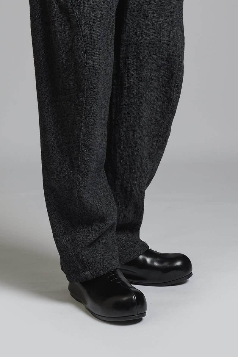 LINEN WOOL BAGGY PANTS