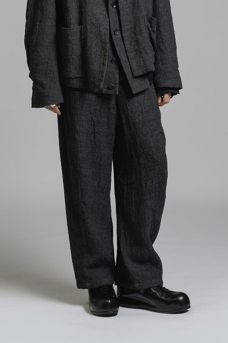 LINEN WOOL BAGGY PANTS