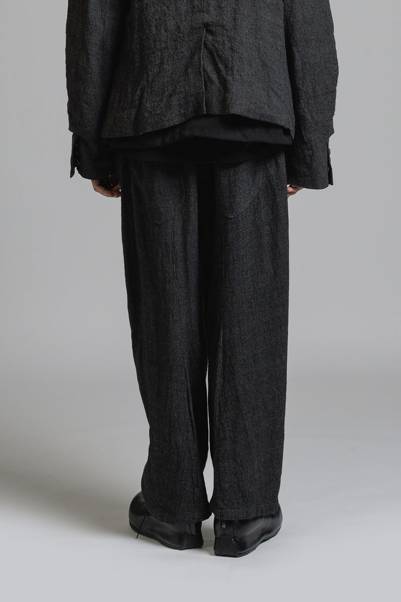 LINEN WOOL BAGGY PANTS