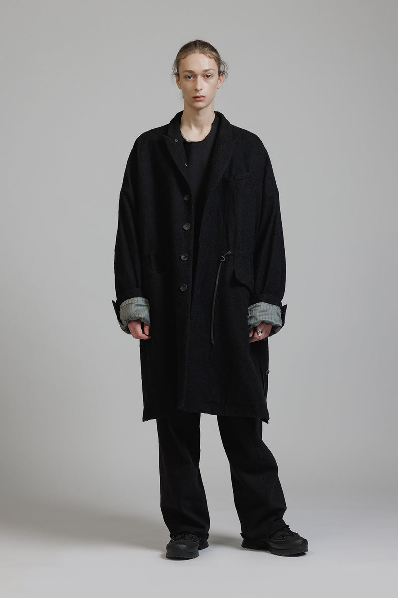 EMBROIDERY WOOL TWILL COAT