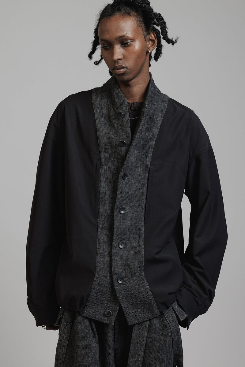 LINEN WOOL LAYERD JACKET