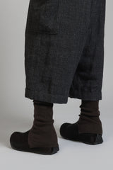 LINEN WOOL DROP CROTCH PANTS