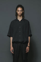 COTTON LYOCELL WASHED S/S SHIRTS-BLACK