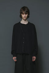 WOOL COTTON BUTTON CARDIGAN-BLACK