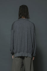 WOOL COTTON BUTTON CARDIGAN-GRAY