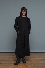 LONG HOODED CARDIGAN W/SLIT POCKET