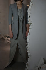 OBJECT DYED UNLINED HALF SLEEVE ELONGATED 2 BUTTON JACKET