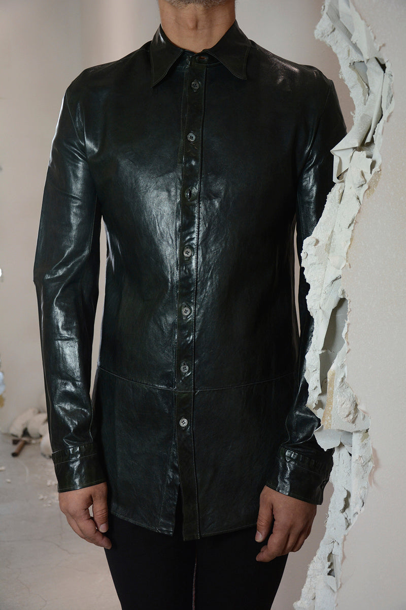 OBJECT DYED LEATHER SHIRT